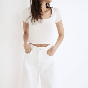 Madewell Westville Crop Tee, Cream, Size Medium